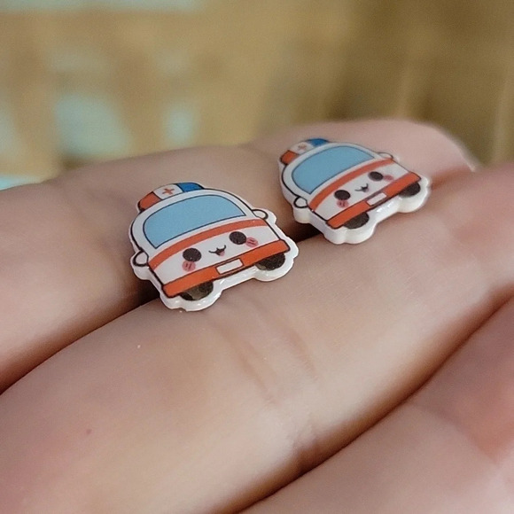 EMT Ambulance Stud Earrings - Picture 6 of 7